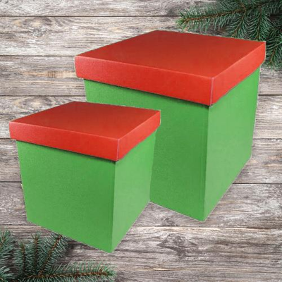 Набір новорічних коробок для подарунків "№2 червоно-зелена" (2 шт) nabirng2 фото