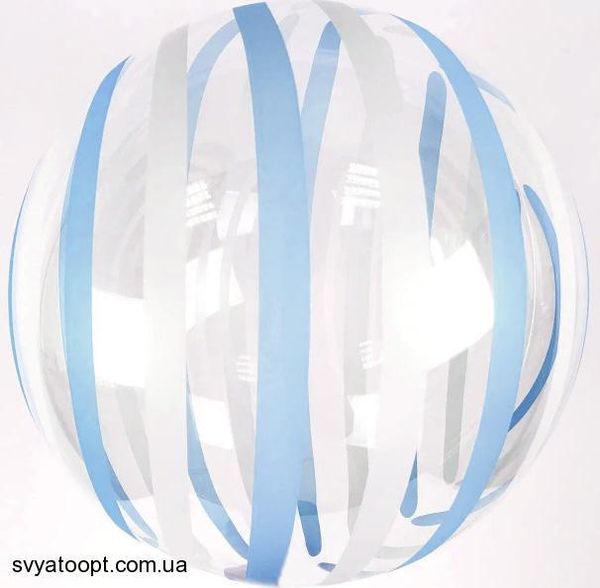 Фольга 3D сфера Bubble блакитна/Біла смужка (18") Китай 18002 фото