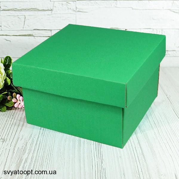 Подарункова коробка двосторонній картон "зелена" (15х15х9) 6084 фото