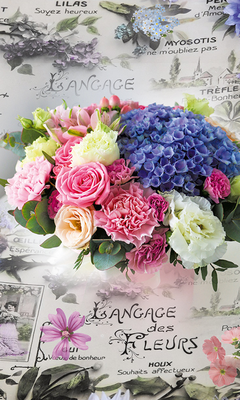 Подарунковий пакет "Букет квітів на газеті" 11х18х5 см pak-20 фото