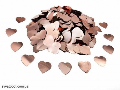 Конфетти сердечки 50 грамм розовое золото 25 мм 4700 фото