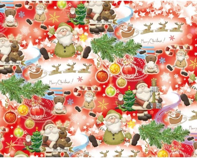 Упаковочная подарочная бумага "Дед Мороз и Олень" (25л) papir-105 фото
