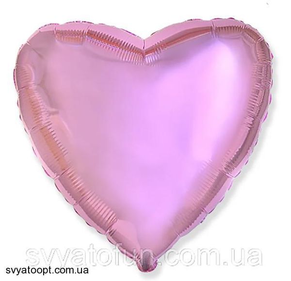 Фольга Китай серце 18" рожеве металік 5957 фото