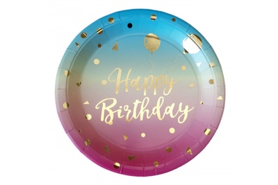 Тарілки "Happy Birthday кулі омбре" (23 см)(10шт-уп) 14990 фото