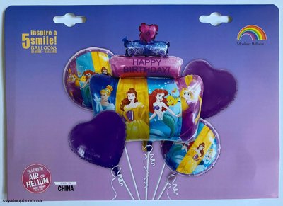 Набір кульок фольгованих ТОРТ Новий Принцеси 5 шт (Китай) (в індив. упаковці) Т-151 фото