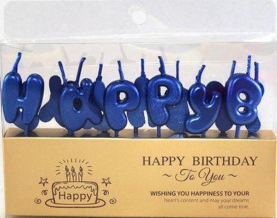 Набір свічок для торту BUBBLES літери "Happy Birthday Сині" Bubbles-Blue фото