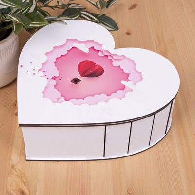 Коробка декоративна серце "Повітряна куля" (середня) 4670-4 фото