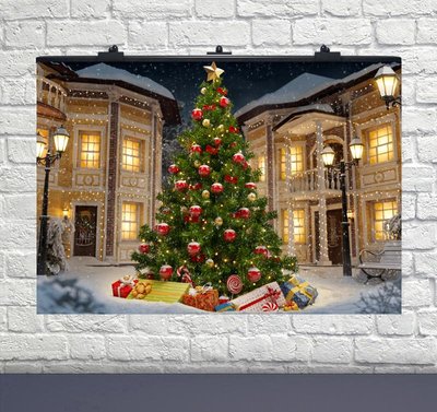 Плакат для праздника Новогодняя елка во дворе 75х120 см 6008-0138 фото