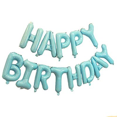 Фольгированная фигура буквы "Happy birthday" Набор букв (Бирюзовые) 40 см 9048 фото