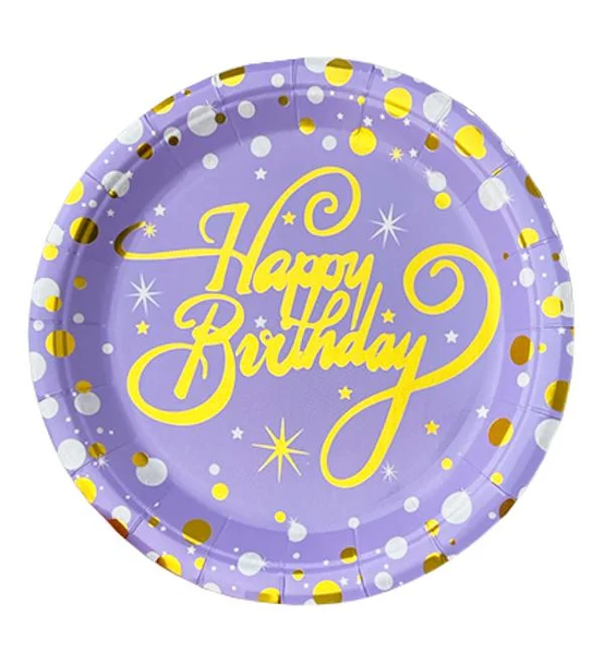 Тарілки "Happy birthday на фіолетовому" (18,0 см)(10шт-уп) 3460 фото
