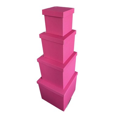 Набор больших подарочных коробок "Малиновые" (4 шт.) двусторонний картон (h-30) Fuchsia-2 фото