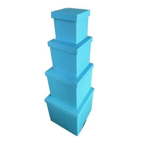 Набор больших подарочных коробок "Голубые" (4 шт.) двухсторонний картон (h-30) ligthblue-1 фото
