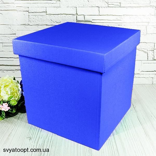 Подарочная коробка двусторонний картон "Синяя" (20х20х20) 6085 фото