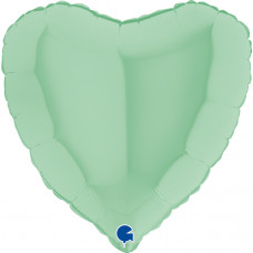 Фольга Серце 18" Макарун зеленое в Инд. упаковке (Grabo) 1829 фото