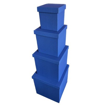 Набір великих подарункових коробок "Сині" (4 шт.) двосторонній картон (h-30) Blue-2 фото