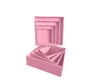 Набір подарункових коробок "Рожеві" (4 шт.) двосторонній картон (h-9) Pink-1 фото
