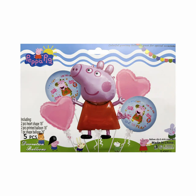 Набір кульок фольгованих Свинка Пепа 5 шт (Китай) (в індив. упаковці) 4082 фото