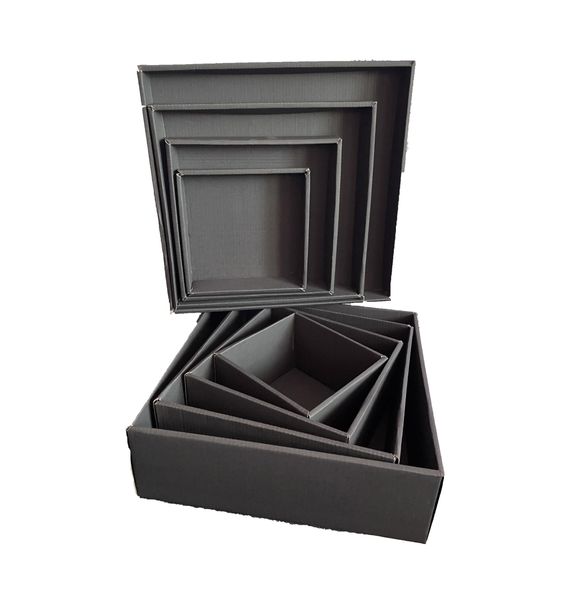 Набор подарочных коробок "Черные" (4 шт.) двусторонний картон (h-9) Black-1 фото