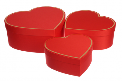 Набір подарункових коробок у формі Серця з золотим кантом (3 шт/компл.) W5714 фото