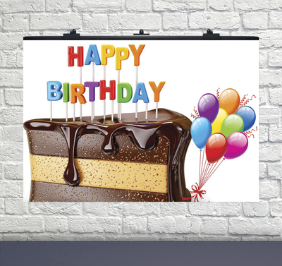 Плакат на день народження Happy Birthday шматочок торта 75х120 см 6008-0024 фото
