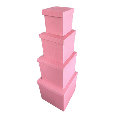 Набір великих подарункових коробок "Рожеві" (4 шт.) двосторонній картон (h-30) Pink-2 фото