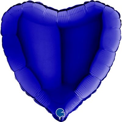 Фольга Серце 18" Темно синій (Grabo) 18010BC фото